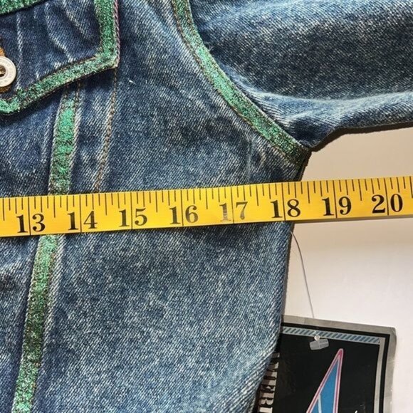 Jordache No Exit Vintage Dead Stock Upcycled Denim Cropped Jacket Size M NWT - Picture 15 of 16